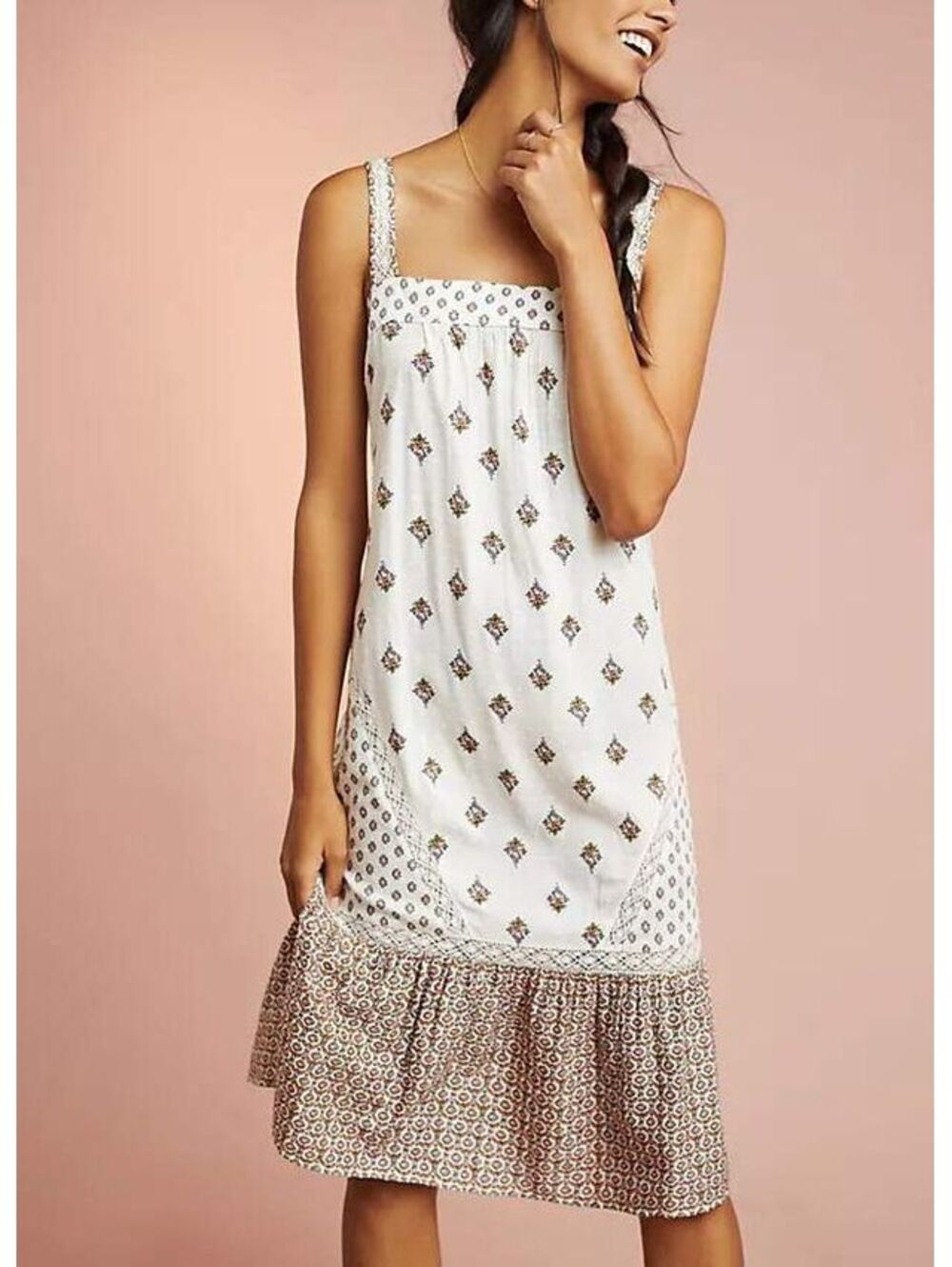 NWT Anthropology Lily Summer Dress L Large Boho Hippie Lace Pheasant Cottagecore